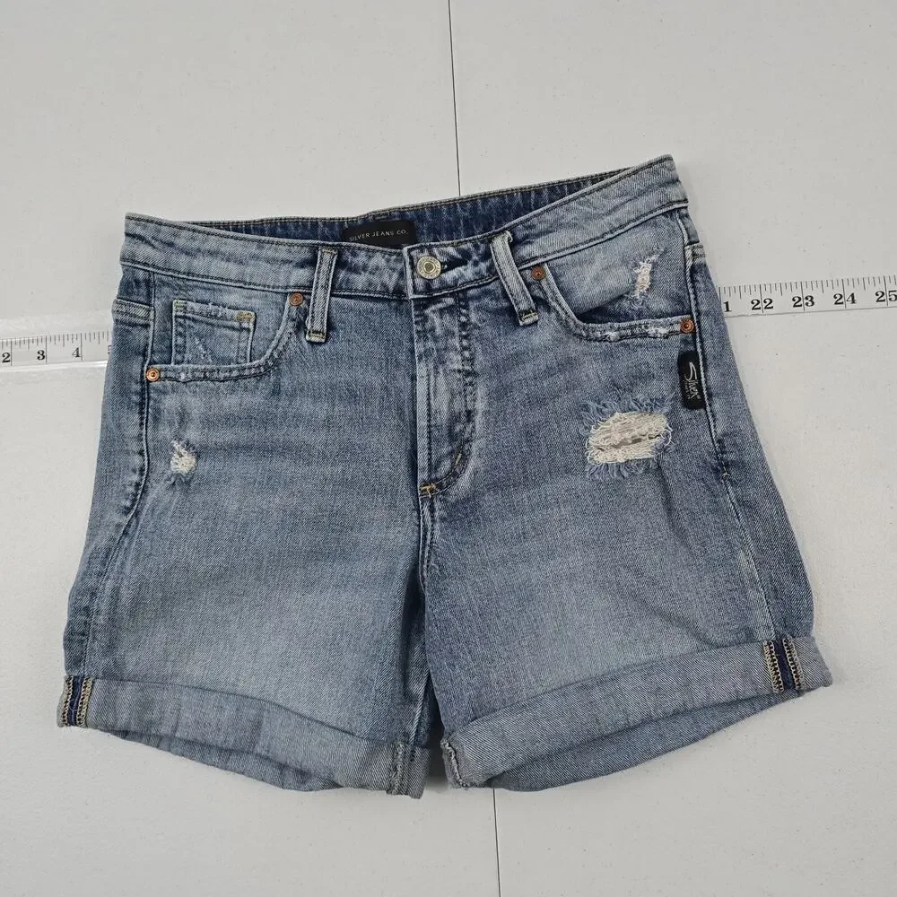 Silver Jeans boyfriend shorts womens denim 24 blue L4.5‎ 5217